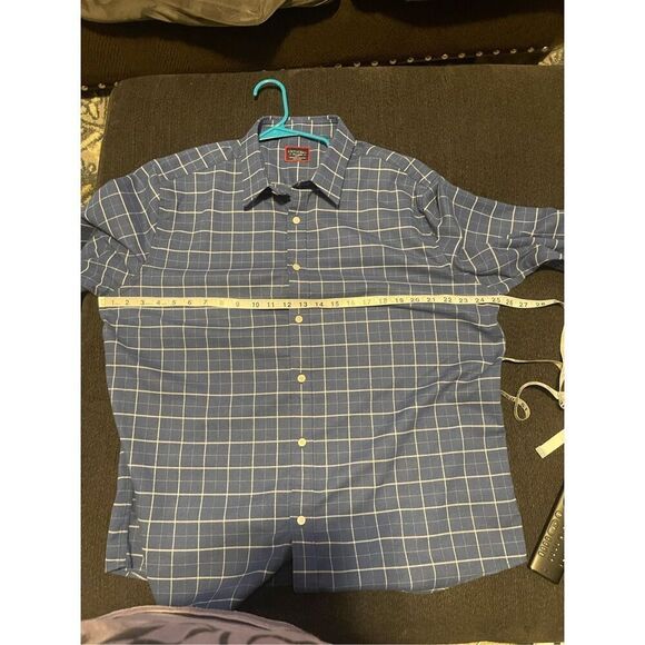 UNTUCKit Men's Blue Plaid Long Sleeve Slim Fit Cotton Button Up Shirt Size 2XL - Picture 9 of 9